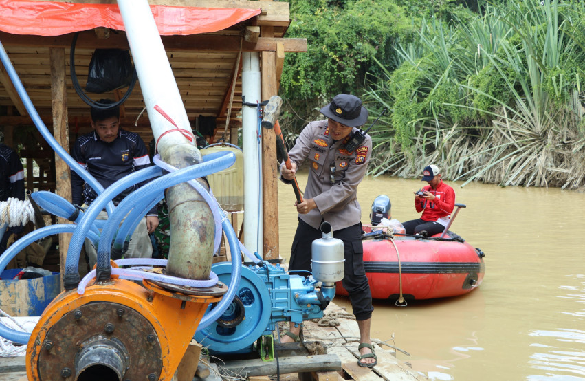Polisi Gerebek PETI di Sungai Subayang Kampar, Tiga Rakit Tambang Emas Ilegal Diamankan