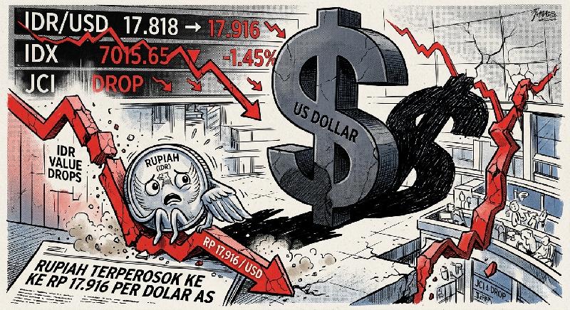 Rupiah Semakin Terdesak, Tinggal Rp84 dari Level Psikologis Rp18.000 Per-Dolar AS